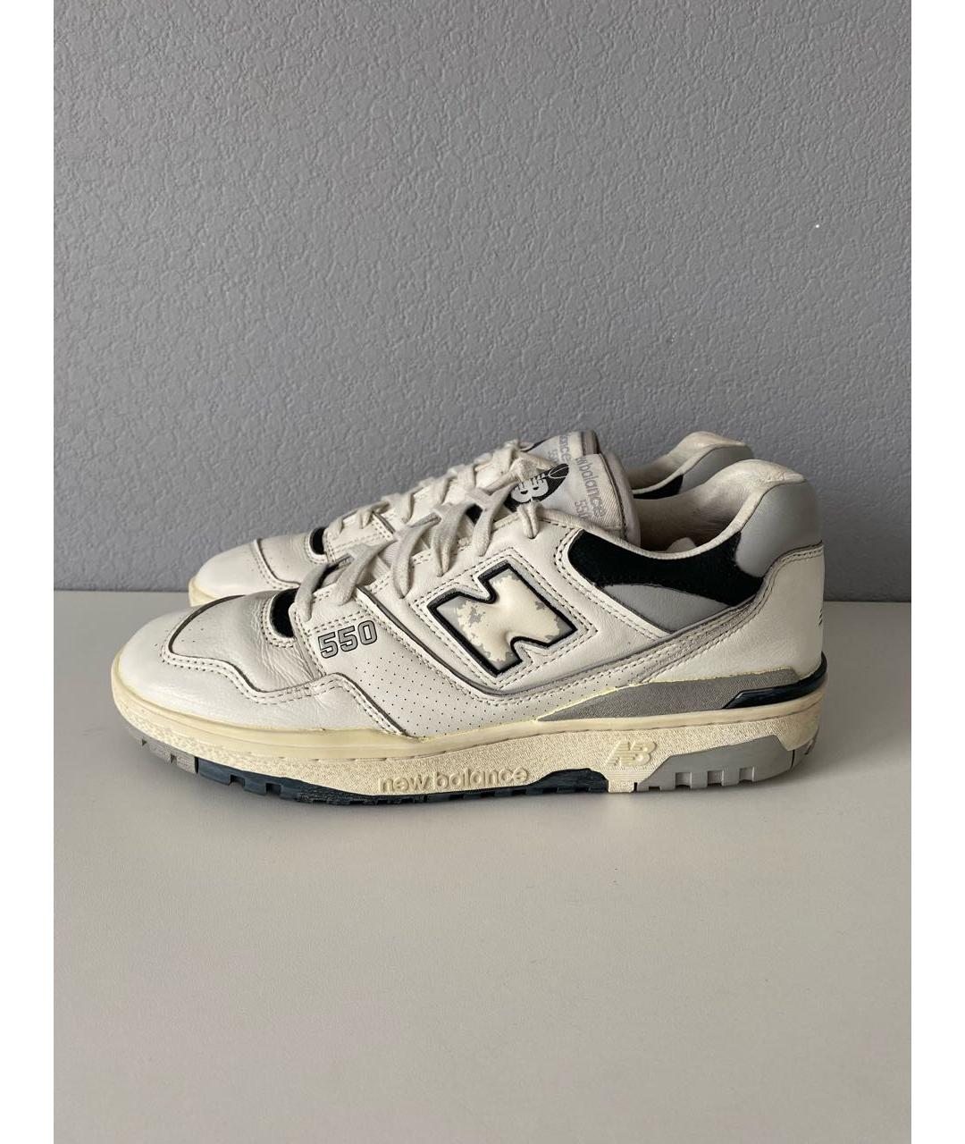 NEW BALANCE Белые кожаные низкие кроссовки / кеды, фото 3