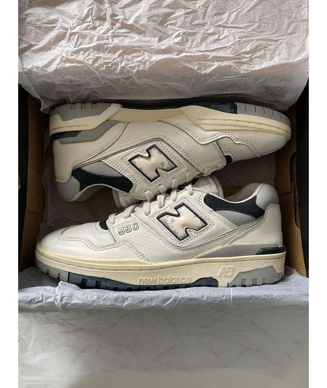 NEW BALANCE Белые кожаные низкие кроссовки / кеды, фото 2