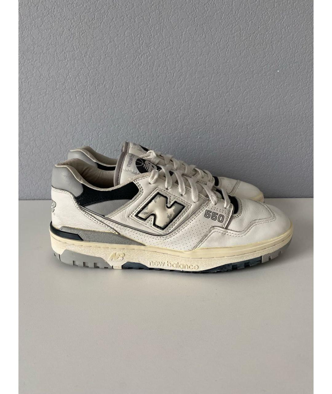 NEW BALANCE Белые кожаные низкие кроссовки / кеды, фото 4