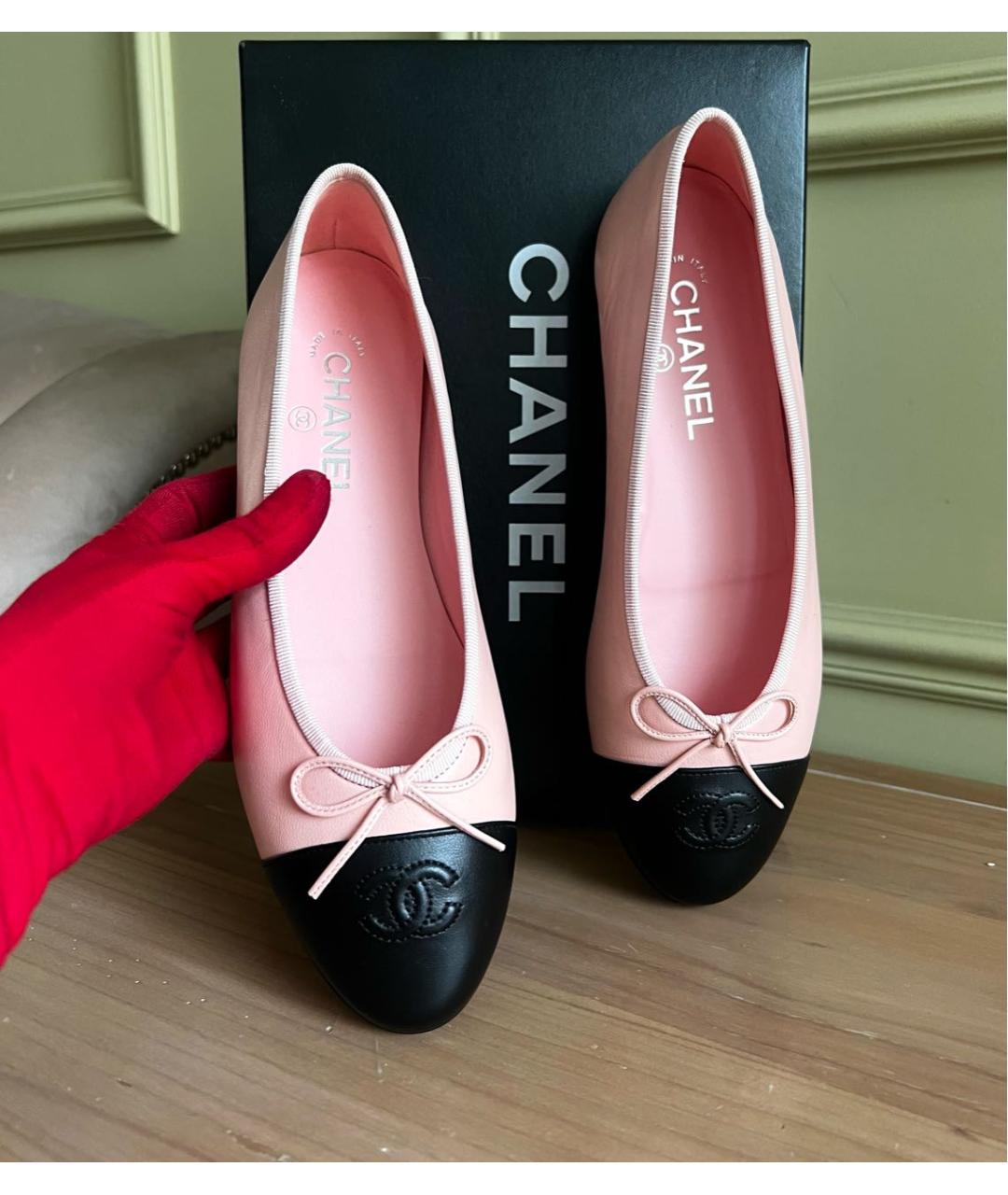 CHANEL Розовые кожаные балетки, фото 2