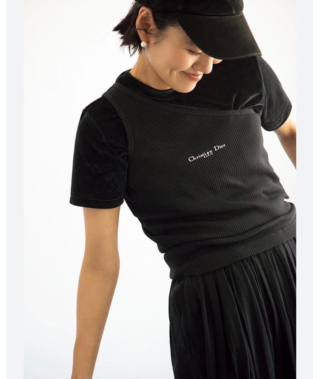 CHRISTIAN DIOR Черная хлопковая майка, фото 4