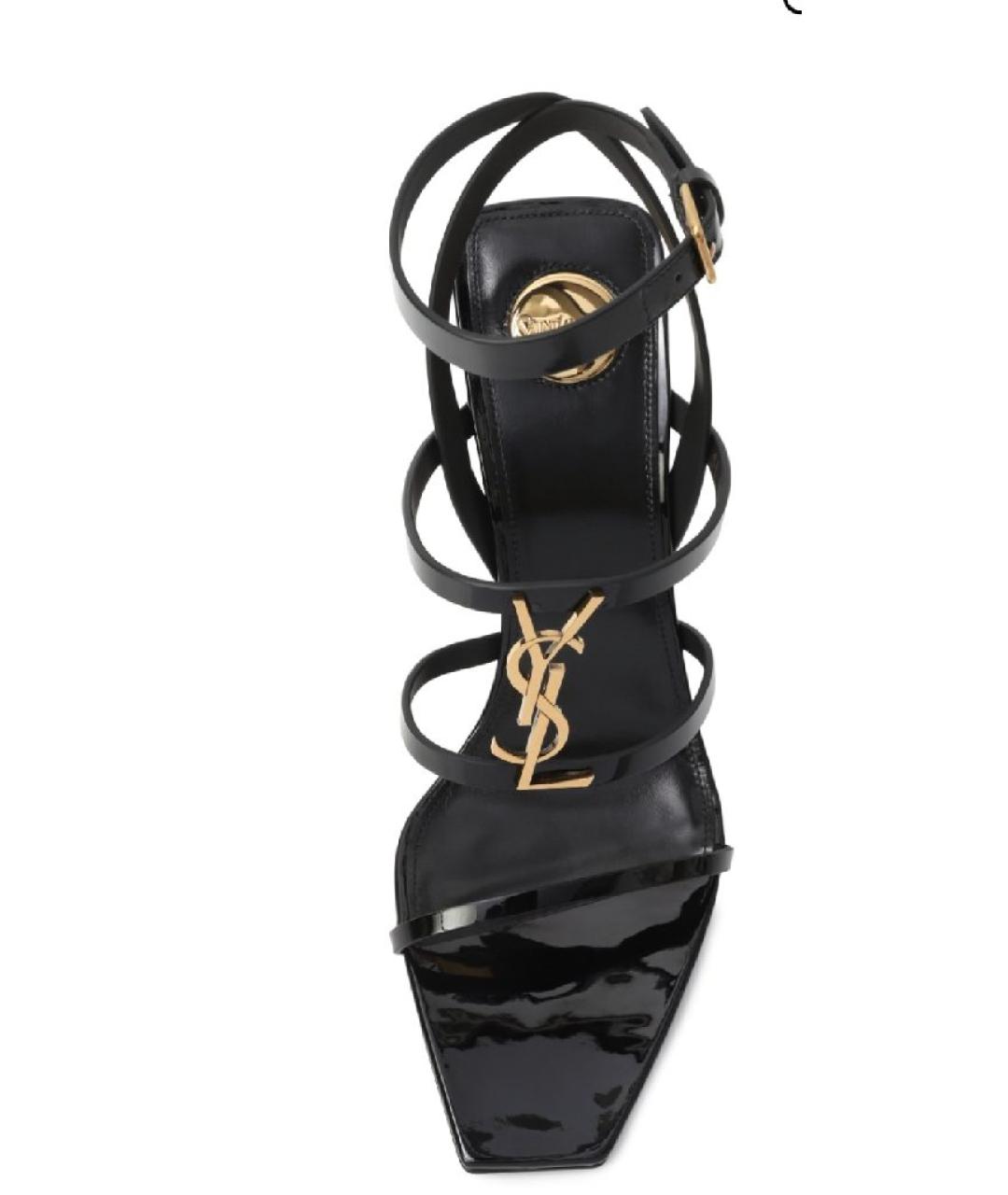 SAINT LAURENT Черные босоножки из лакированной кожи, фото 8