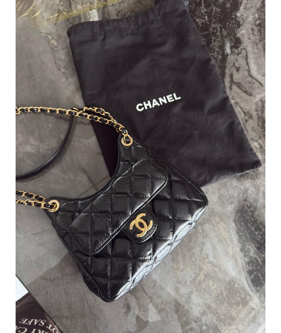 CHANEL Черная кожаная сумка через плечо, фото 2