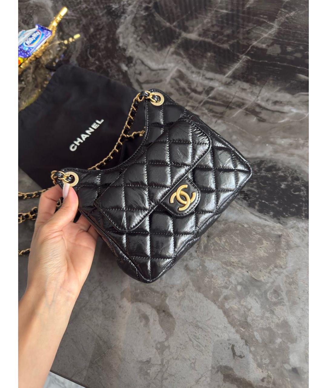CHANEL Черная кожаная сумка через плечо, фото 4