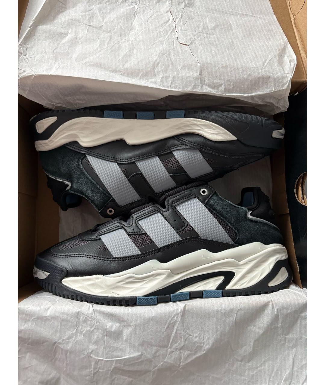 ADIDAS Черные кожаные низкие кроссовки / кеды, фото 2