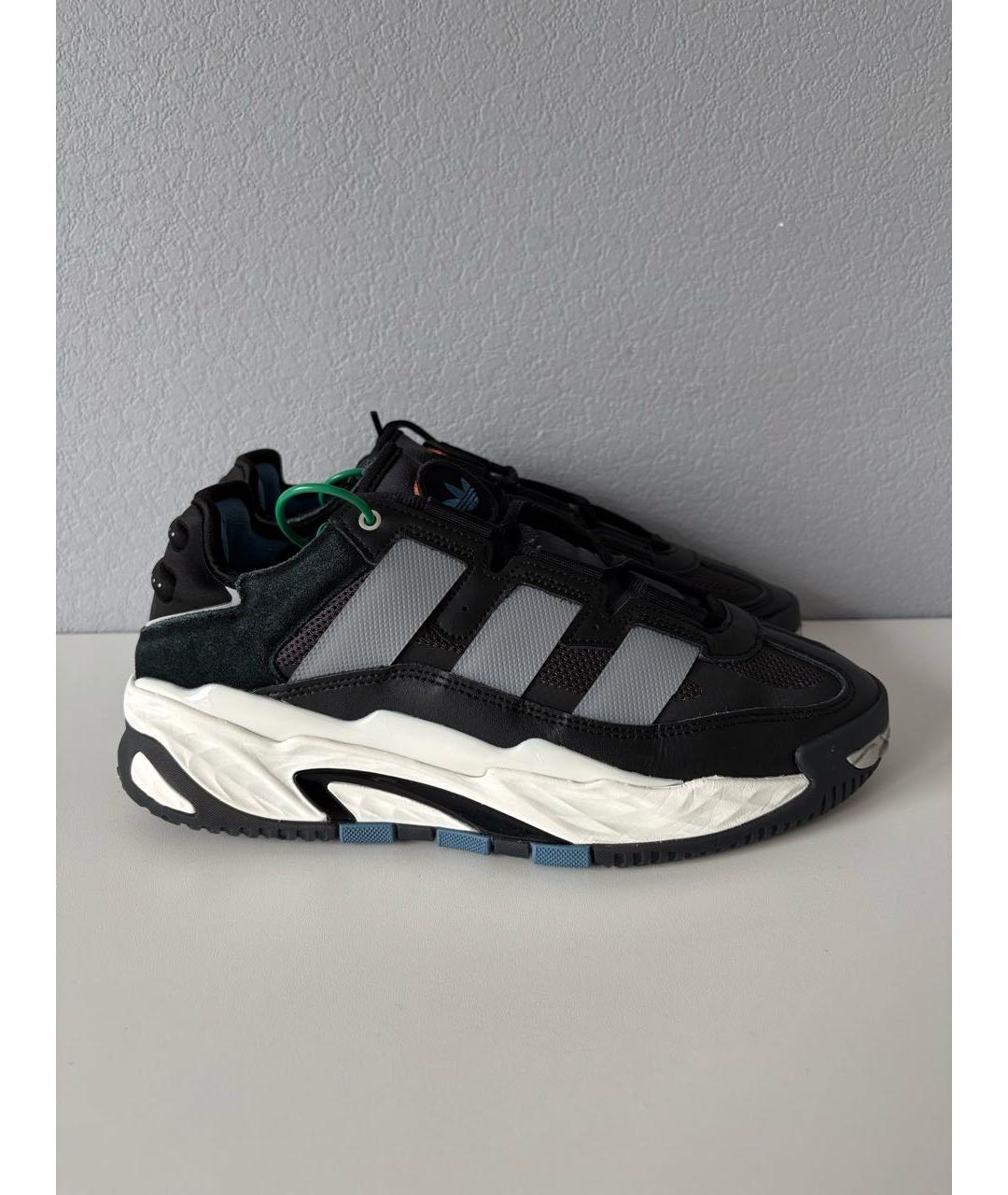 ADIDAS Черные кожаные низкие кроссовки / кеды, фото 4