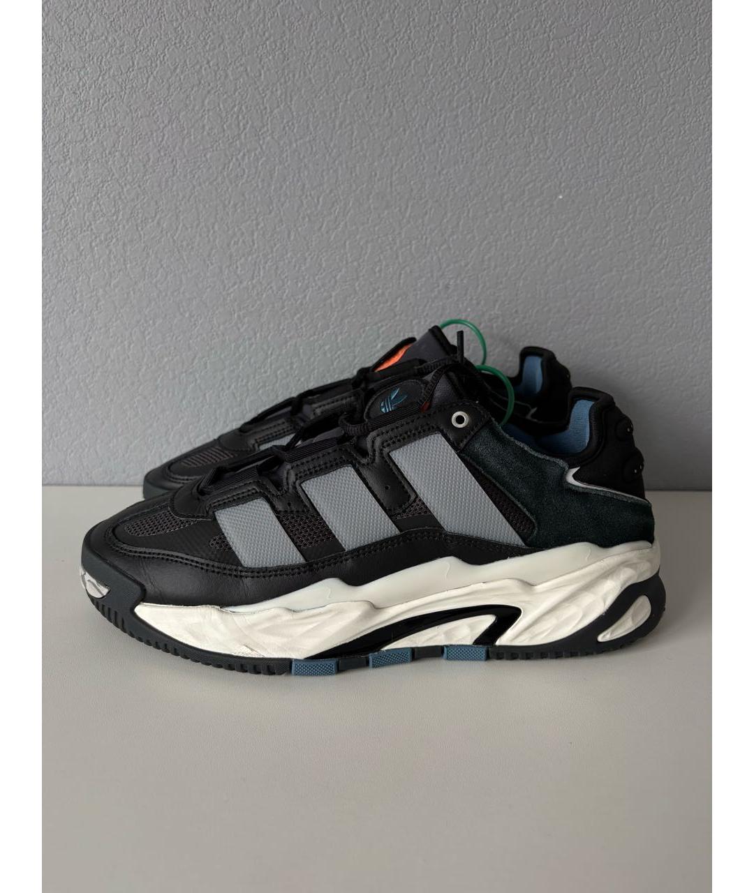 ADIDAS Черные кожаные низкие кроссовки / кеды, фото 3