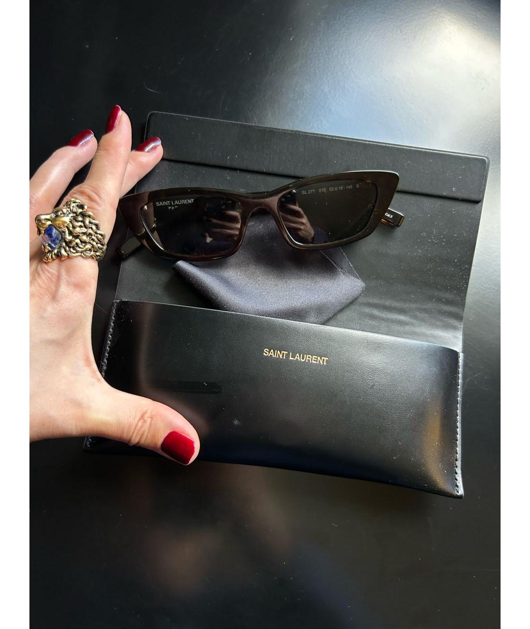 SAINT LAURENT Черные пластиковые солнцезащитные очки, фото 3