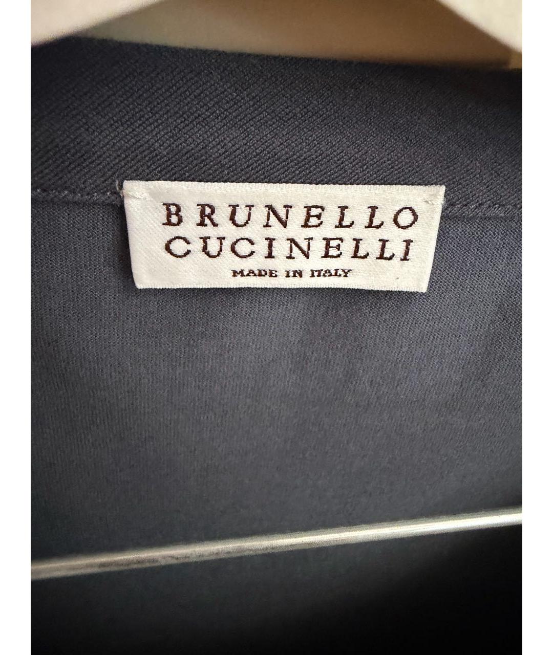 BRUNELLO CUCINELLI Темно-синяя хлопковая майка, фото 3