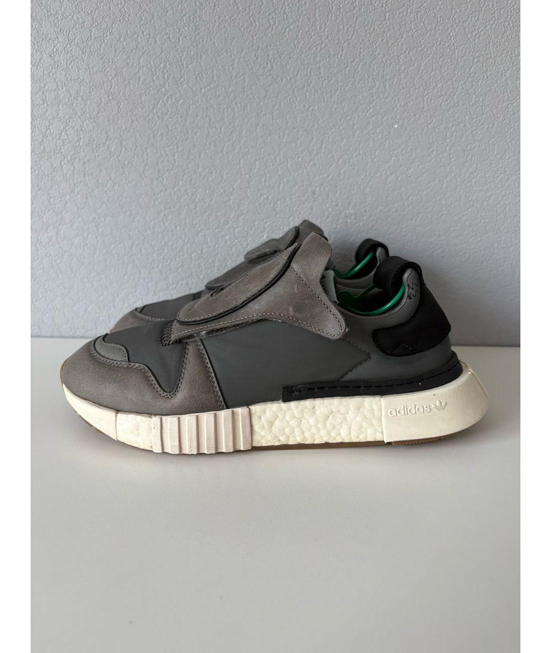 ADIDAS Антрацитовые кожаные низкие кроссовки / кеды, фото 3