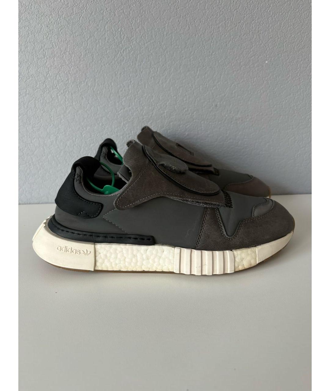 ADIDAS Антрацитовые кожаные низкие кроссовки / кеды, фото 4