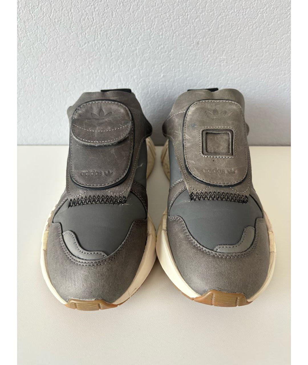ADIDAS Антрацитовые кожаные низкие кроссовки / кеды, фото 5