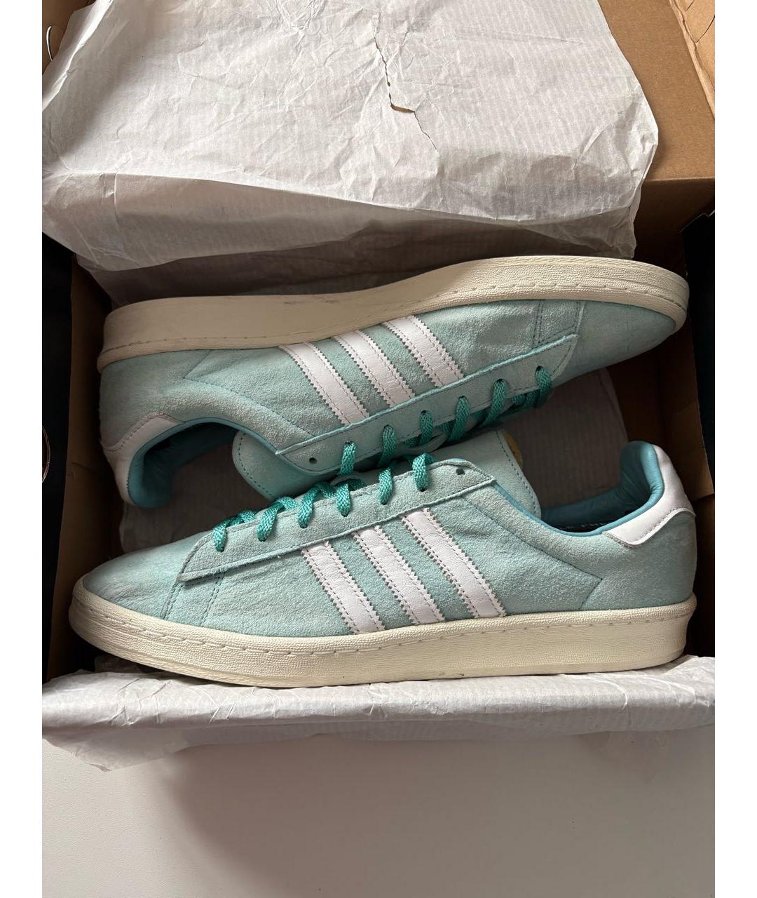 ADIDAS Бирюзовые замшевые низкие кроссовки / кеды, фото 2