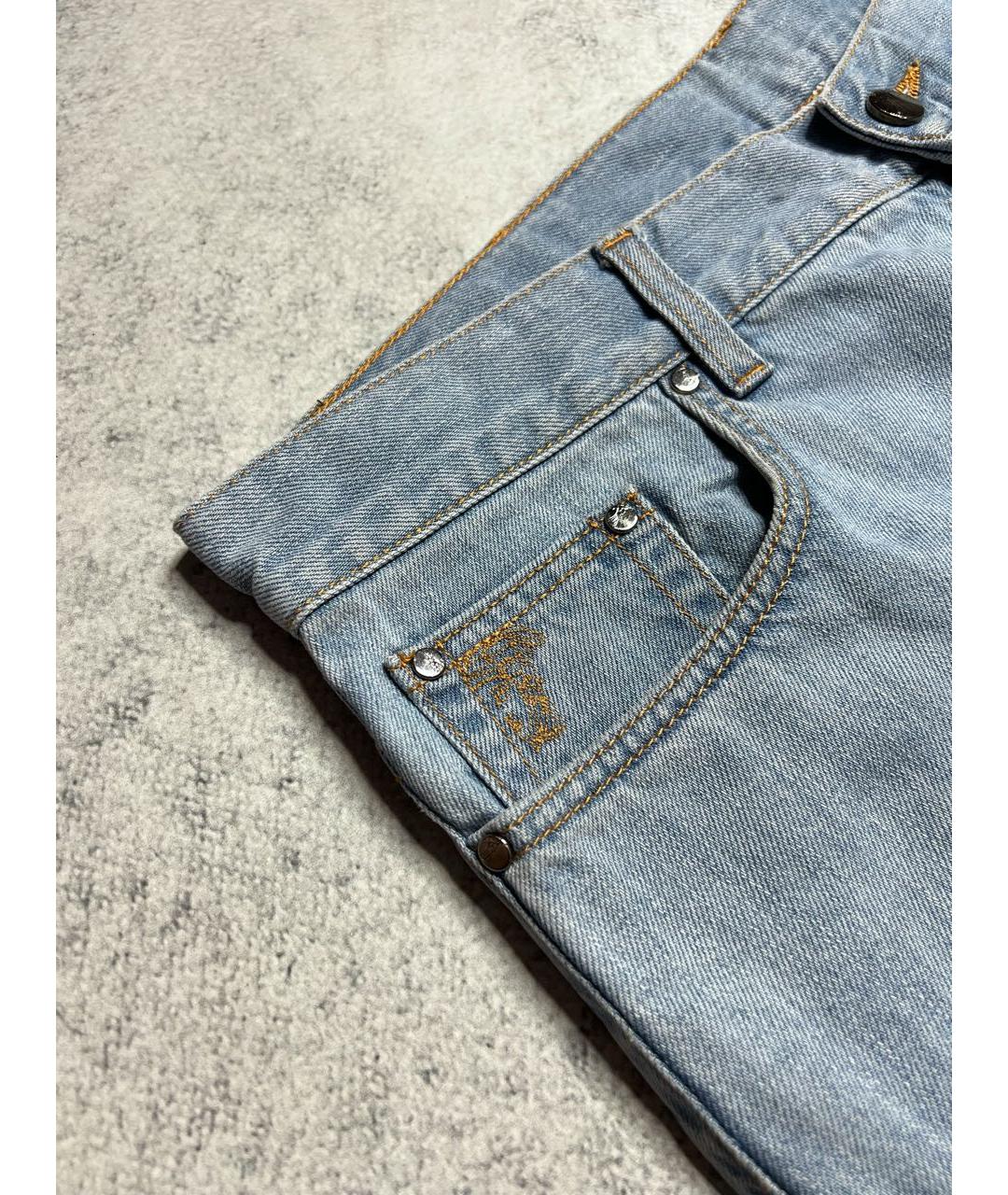 VERSACE COLLECTION Голубые хлопковые прямые джинсы, фото 4
