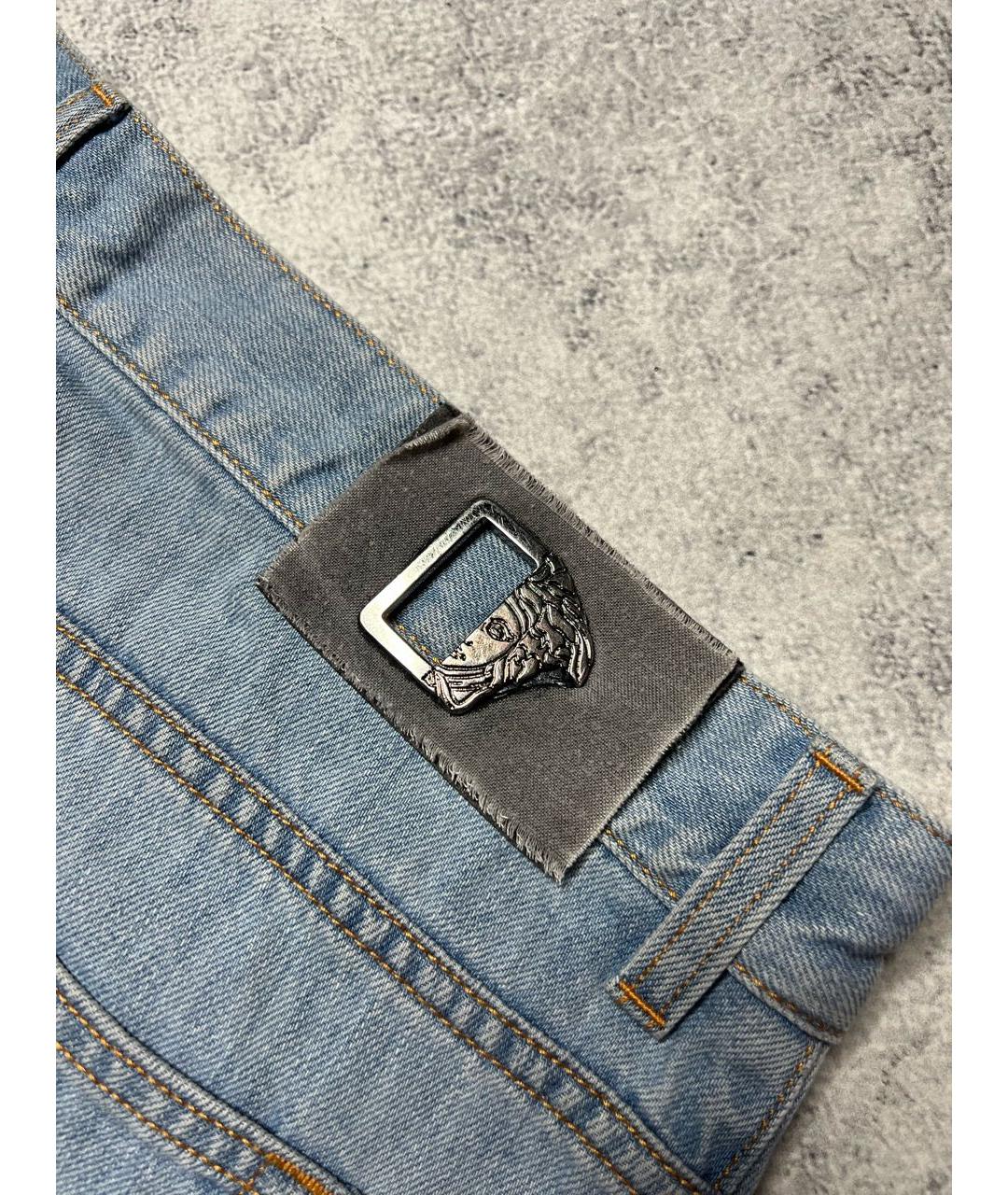 VERSACE COLLECTION Голубые хлопковые прямые джинсы, фото 7
