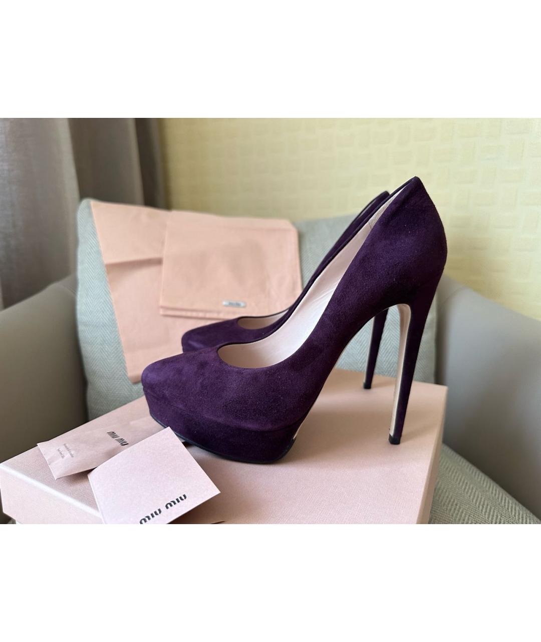 MIU MIU Фиолетовые замшевые туфли, фото 4