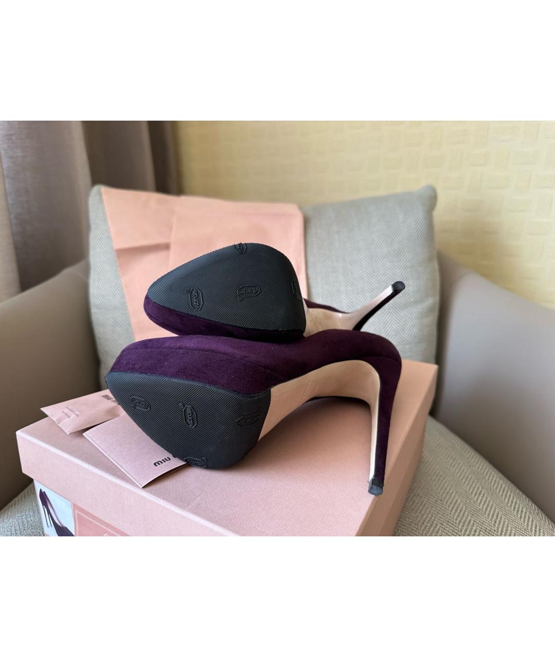 MIU MIU Фиолетовые замшевые туфли, фото 5
