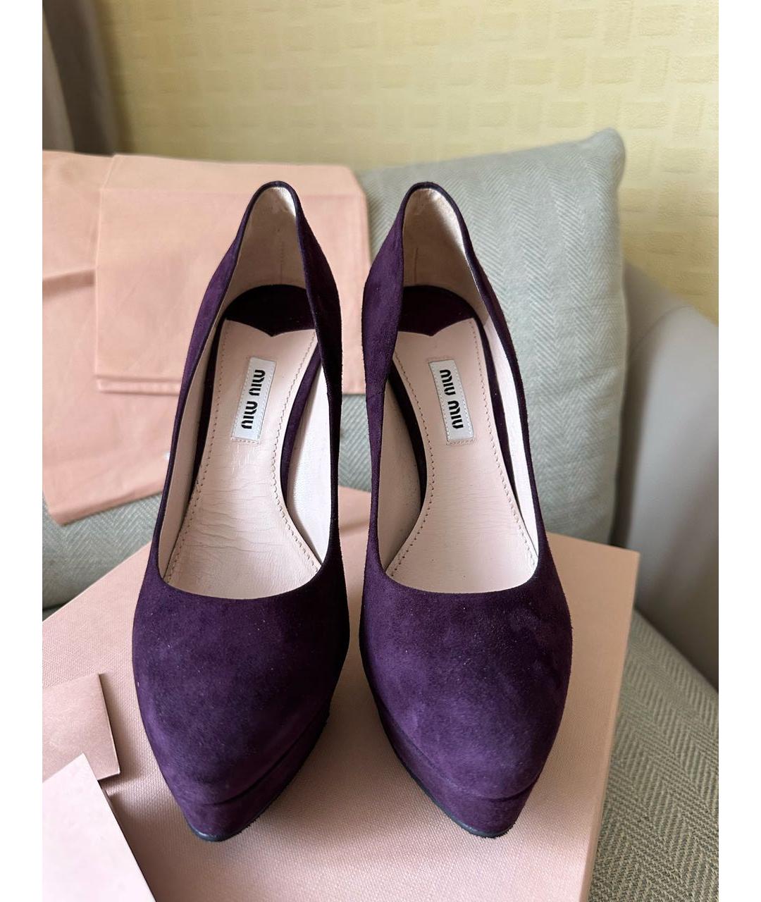 MIU MIU Фиолетовые замшевые туфли, фото 2