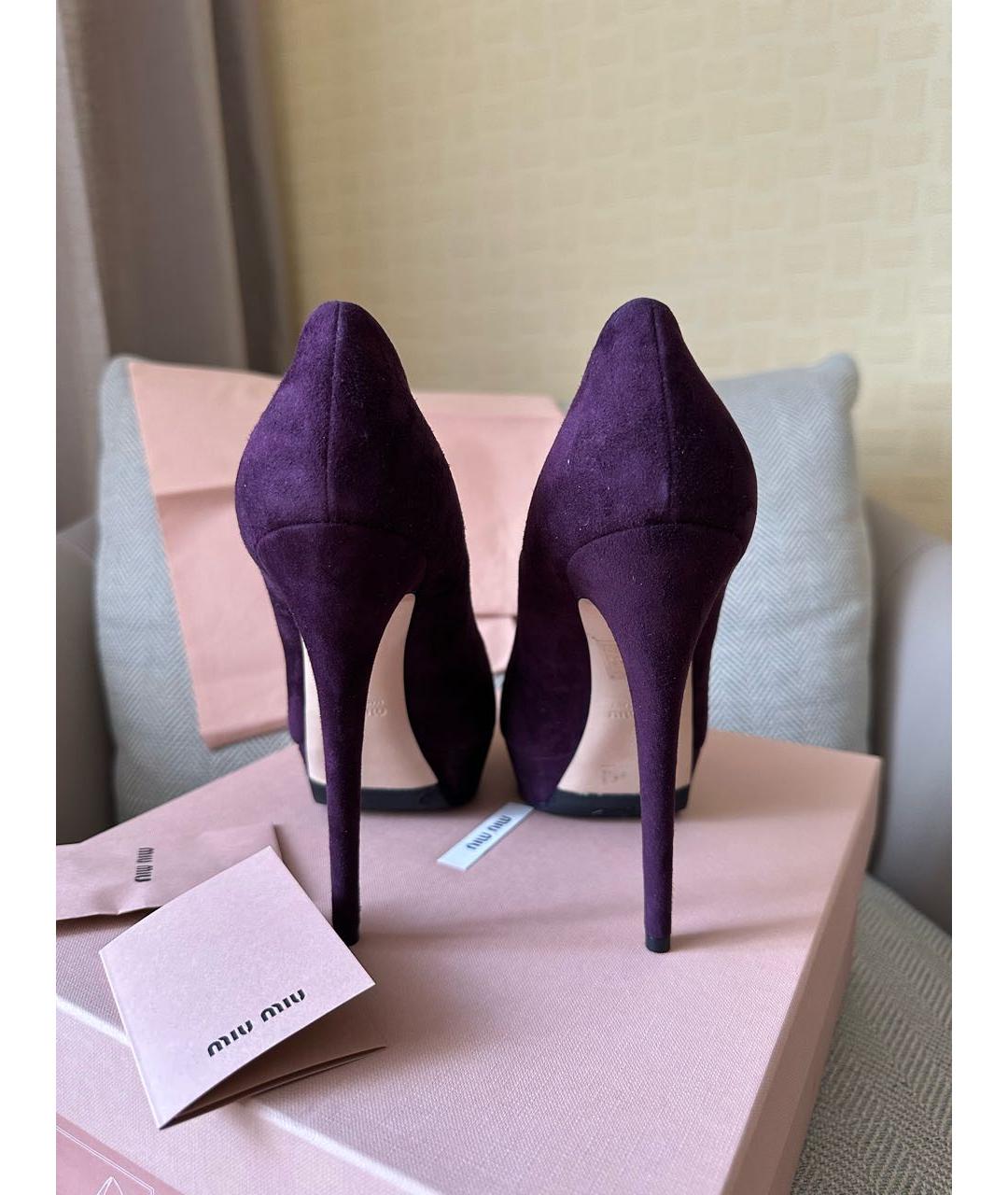 MIU MIU Фиолетовые замшевые туфли, фото 3
