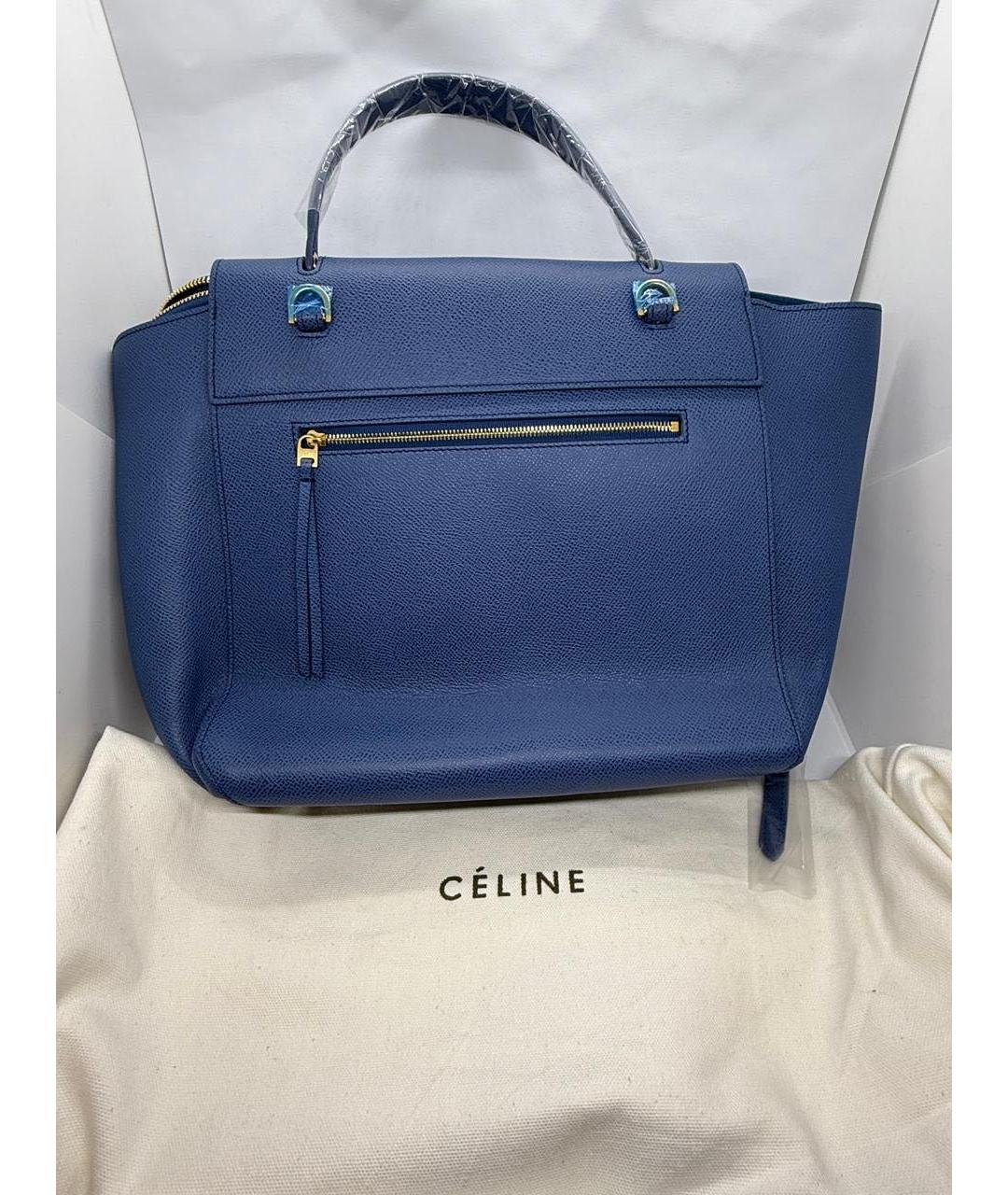 CELINE Синяя кожаная сумка с короткими ручками, фото 3