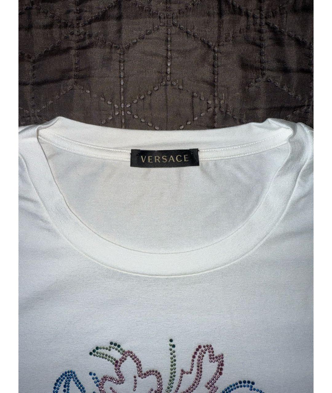 VERSACE Белая хлопковая футболка, фото 4