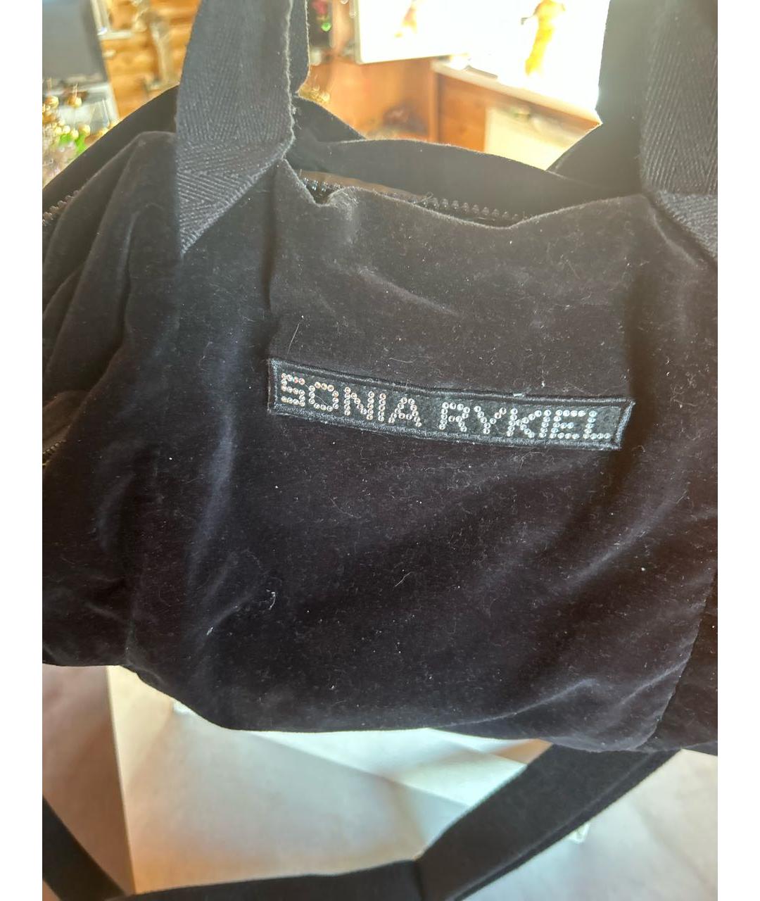 SONIA RYKIEL Черная бархатная дорожная/спортивная сумка, фото 5