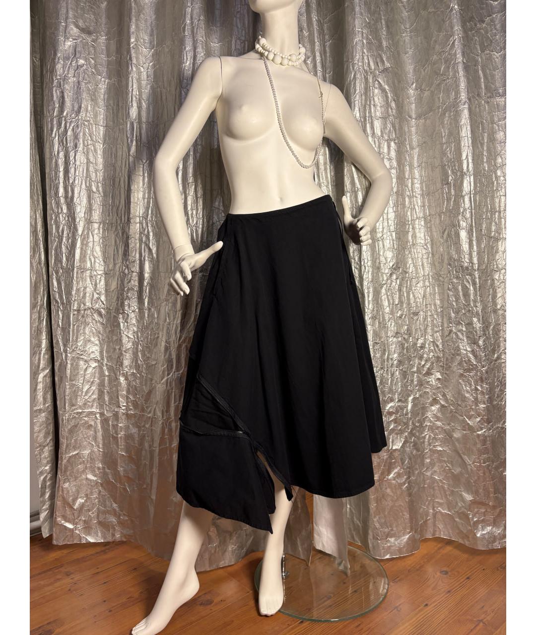 YOHJI YAMAMOTO Черная хлопковая юбка макси, фото 7