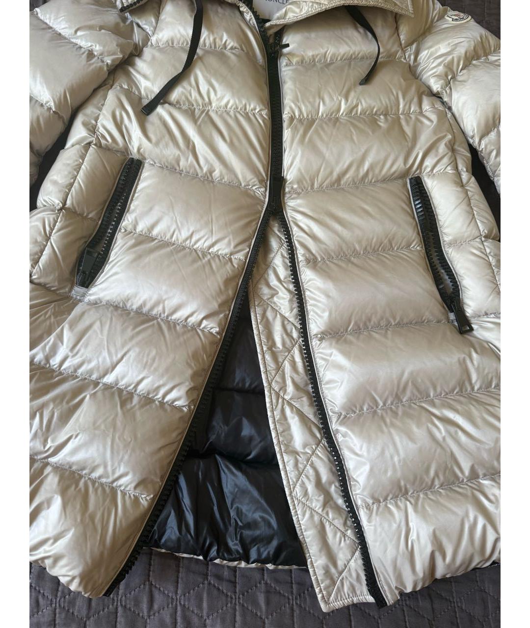 MONCLER Бежевый полиэстеровый пуховик, фото 4