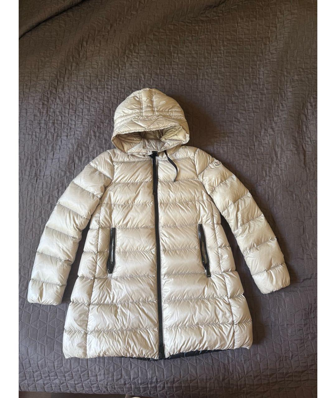 MONCLER Бежевый полиэстеровый пуховик, фото 8