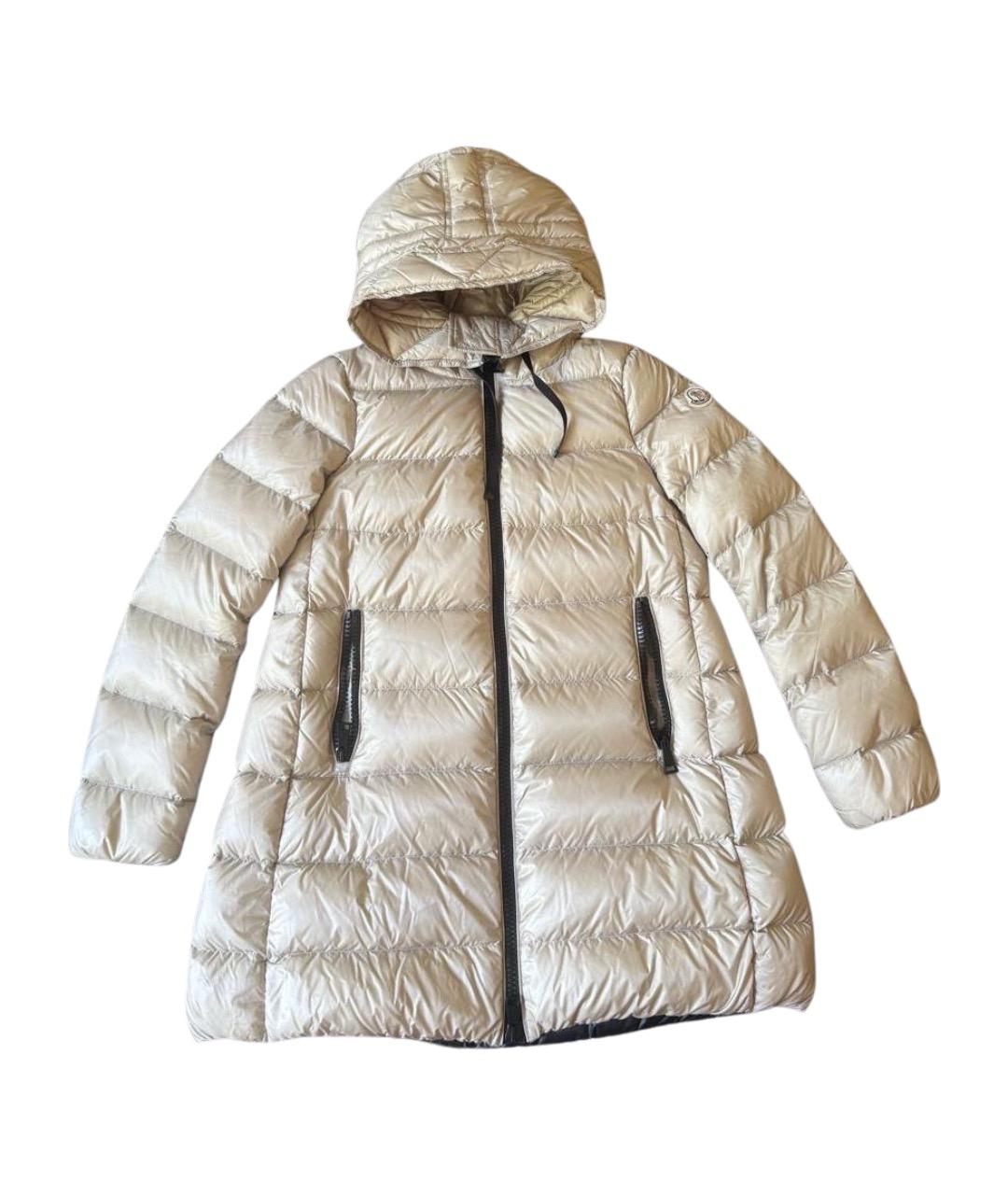 MONCLER Бежевый полиэстеровый пуховик, фото 1