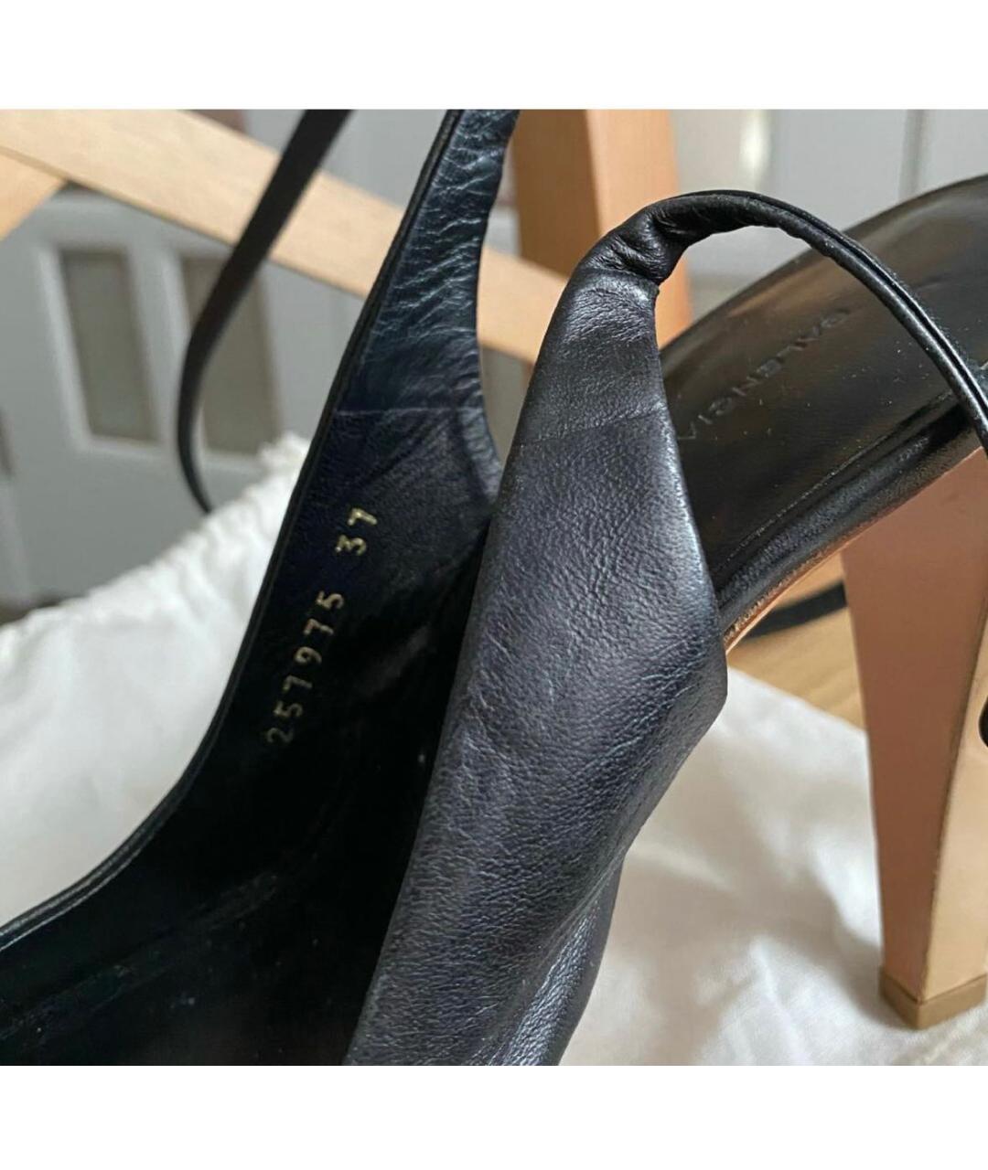 BALENCIAGA Черные кожаные босоножки, фото 7