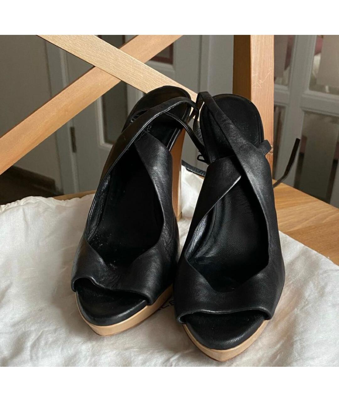 BALENCIAGA Черные кожаные босоножки, фото 2