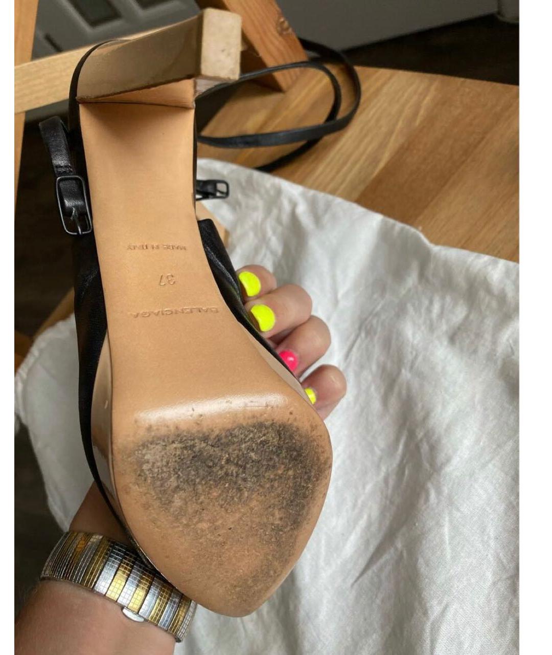 BALENCIAGA Черные кожаные босоножки, фото 5
