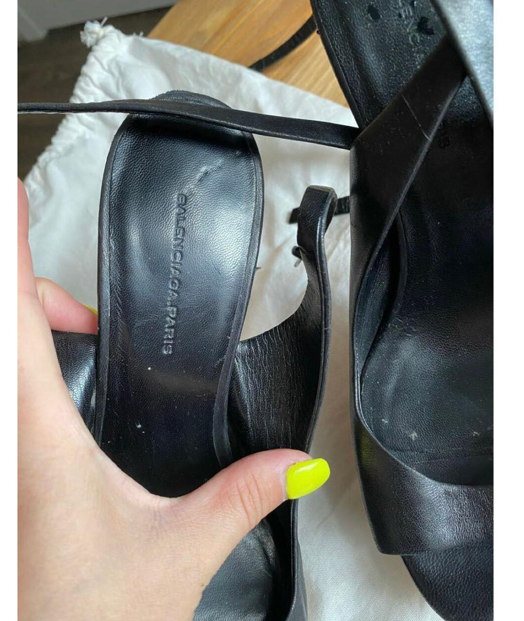 BALENCIAGA Черные кожаные босоножки, фото 6