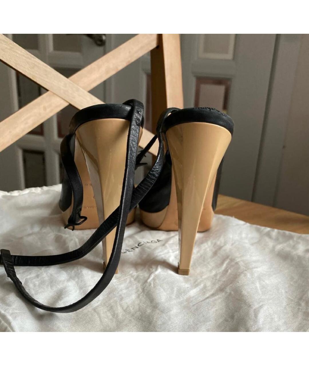 BALENCIAGA Черные кожаные босоножки, фото 3