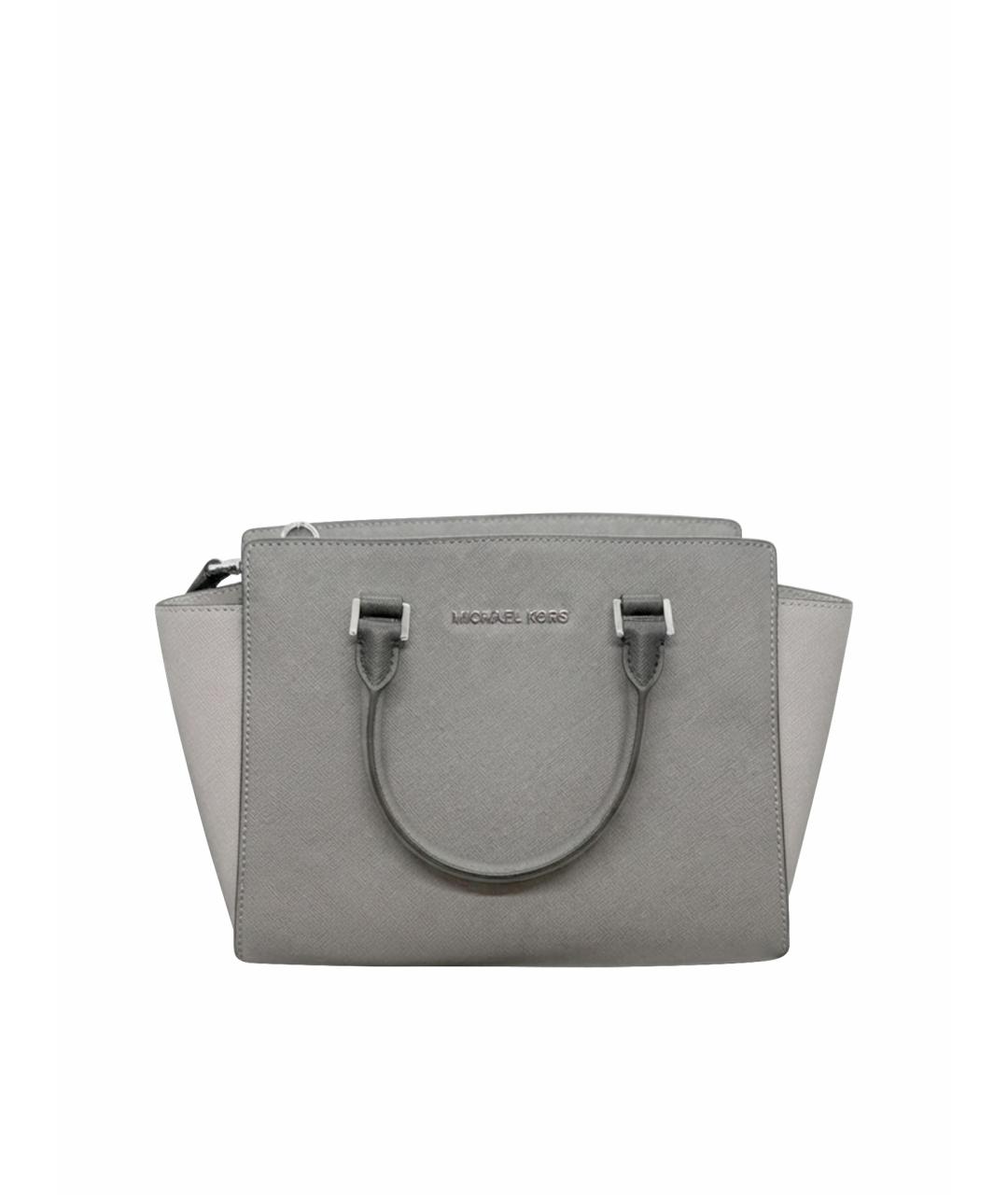 MICHAEL KORS Серая кожаная сумка с короткими ручками, фото 1