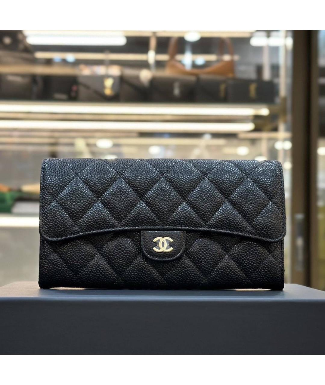 CHANEL Черный кожаный кошелек, фото 8