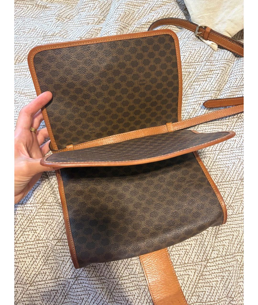 CELINE Коричневая канва сумка через плечо, фото 5