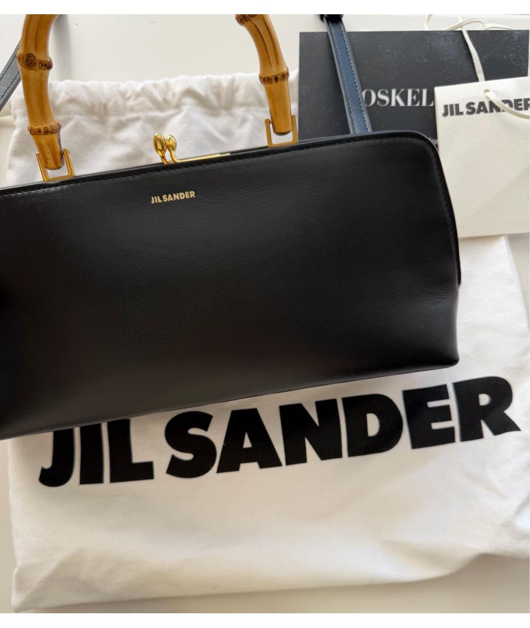 JIL SANDER Черная кожаная сумка с короткими ручками, фото 6