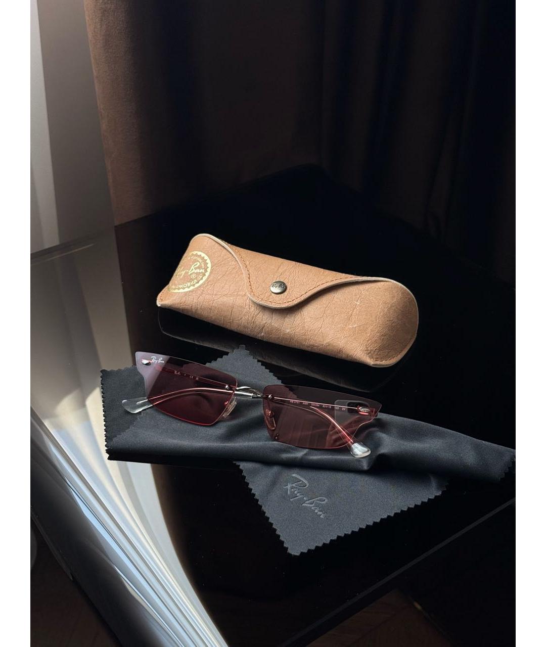 RAY BAN Серебряные металлические солнцезащитные очки, фото 2