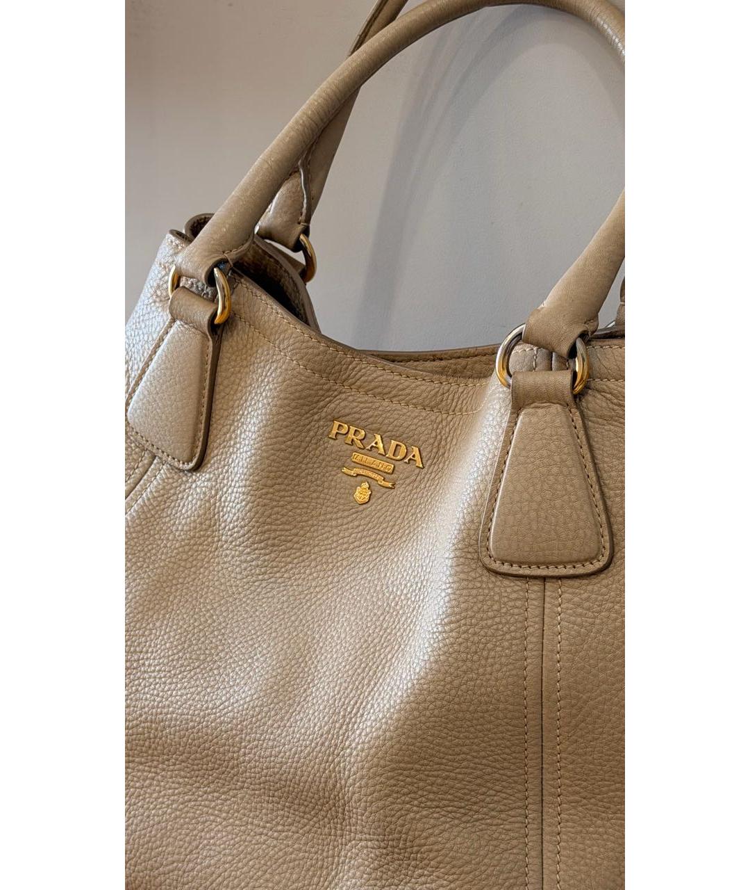 PRADA Бежевая кожаная сумка через плечо, фото 4