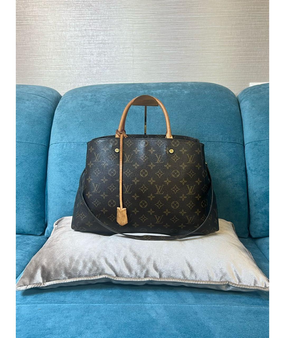 LOUIS VUITTON Коричневая канва сумка с короткими ручками, фото 9