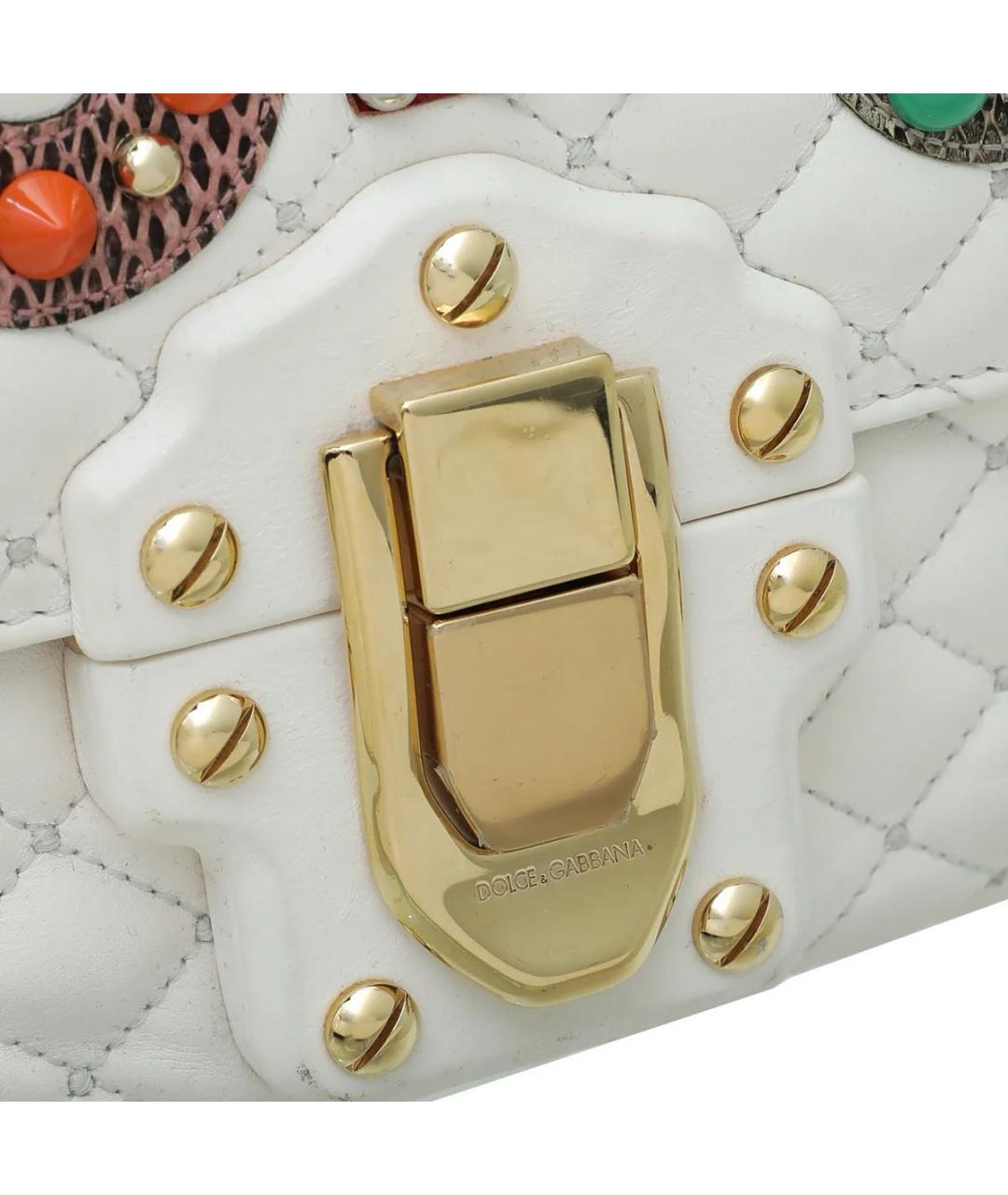 DOLCE&GABBANA Белая кожаная сумка через плечо, фото 4