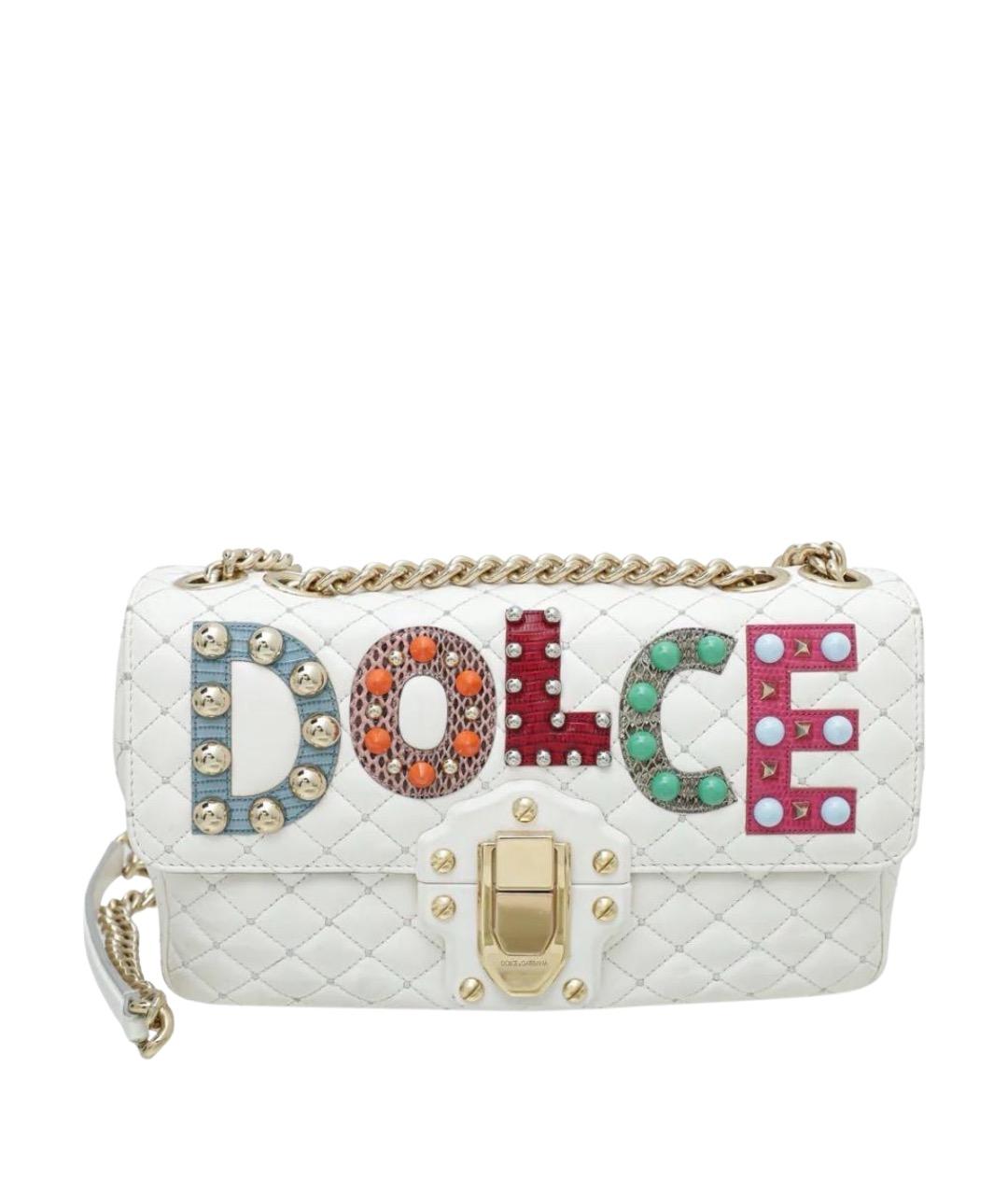 DOLCE&GABBANA Белая кожаная сумка через плечо, фото 1