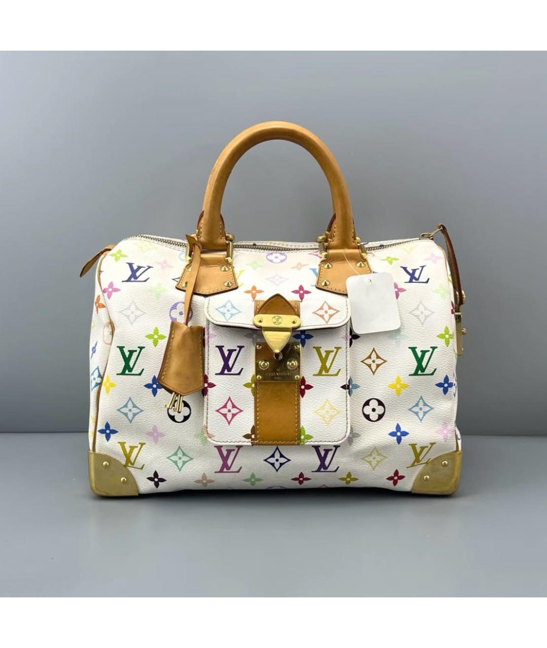 LOUIS VUITTON Белая канва сумка с короткими ручками, фото 5