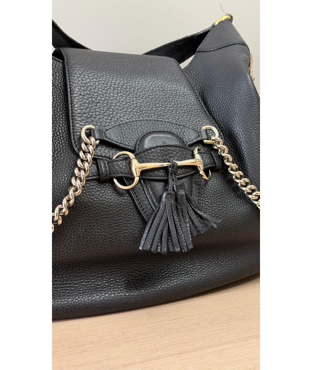 GUCCI Черная кожаная сумка тоут, фото 5