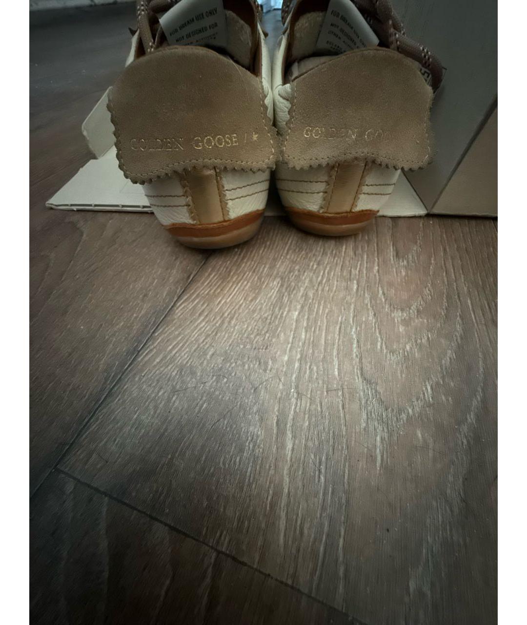 GOLDEN GOOSE Бежевые кожаные кроссовки, фото 4