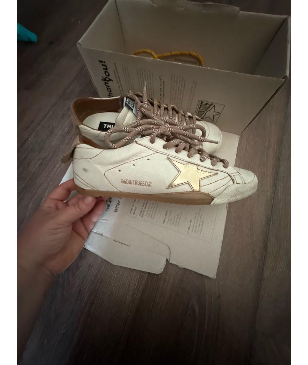 GOLDEN GOOSE Бежевые кожаные кроссовки, фото 5