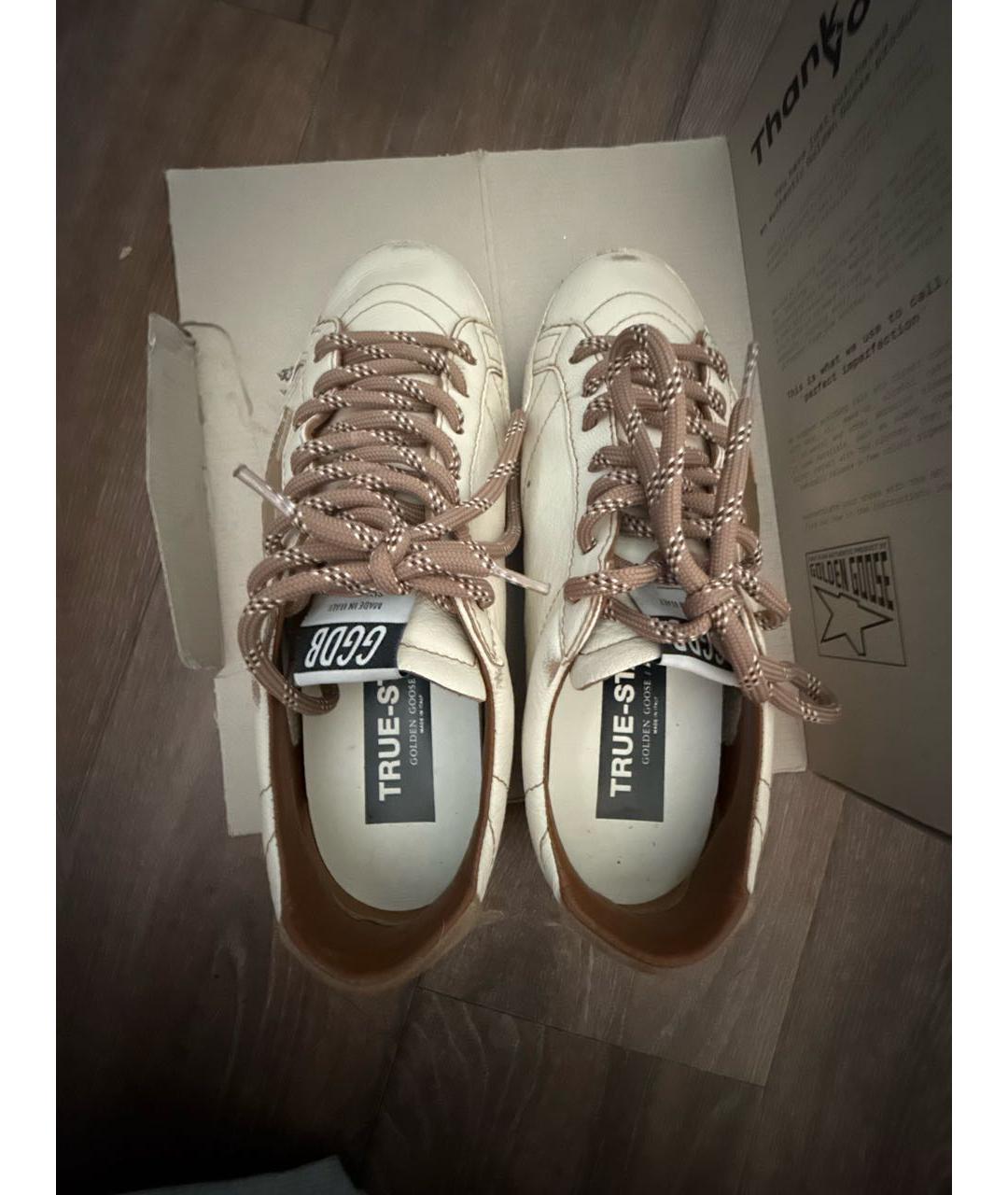 GOLDEN GOOSE Бежевые кожаные кроссовки, фото 3