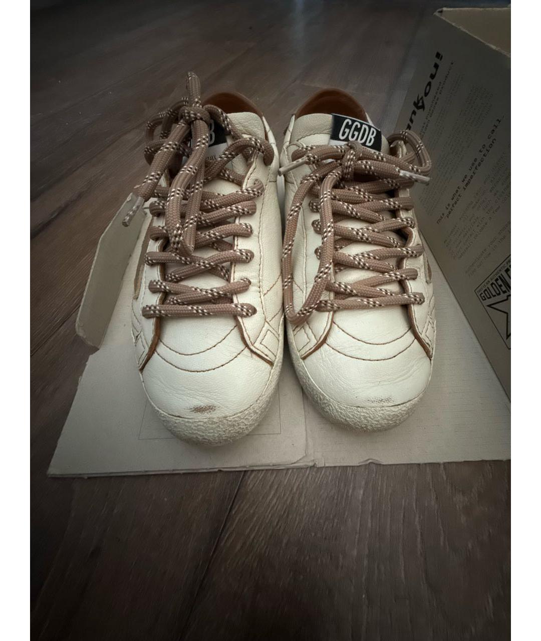 GOLDEN GOOSE Бежевые кожаные кроссовки, фото 2